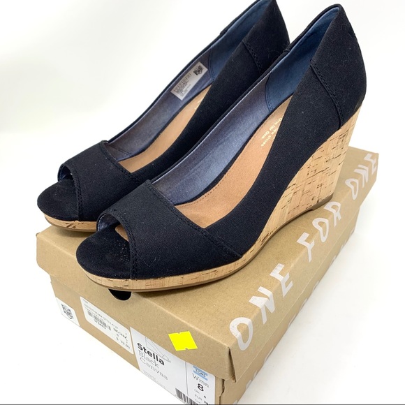 Toms Shoes - Toms Stella Wedge Peep Toe Sandal Black